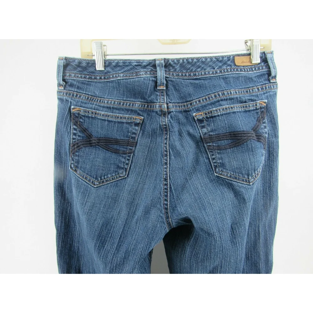 Eddie Bauer Womens Jeans sz 12R Blue Shaped Fit Stretch Whiskering Straight - Picture 3 of 10